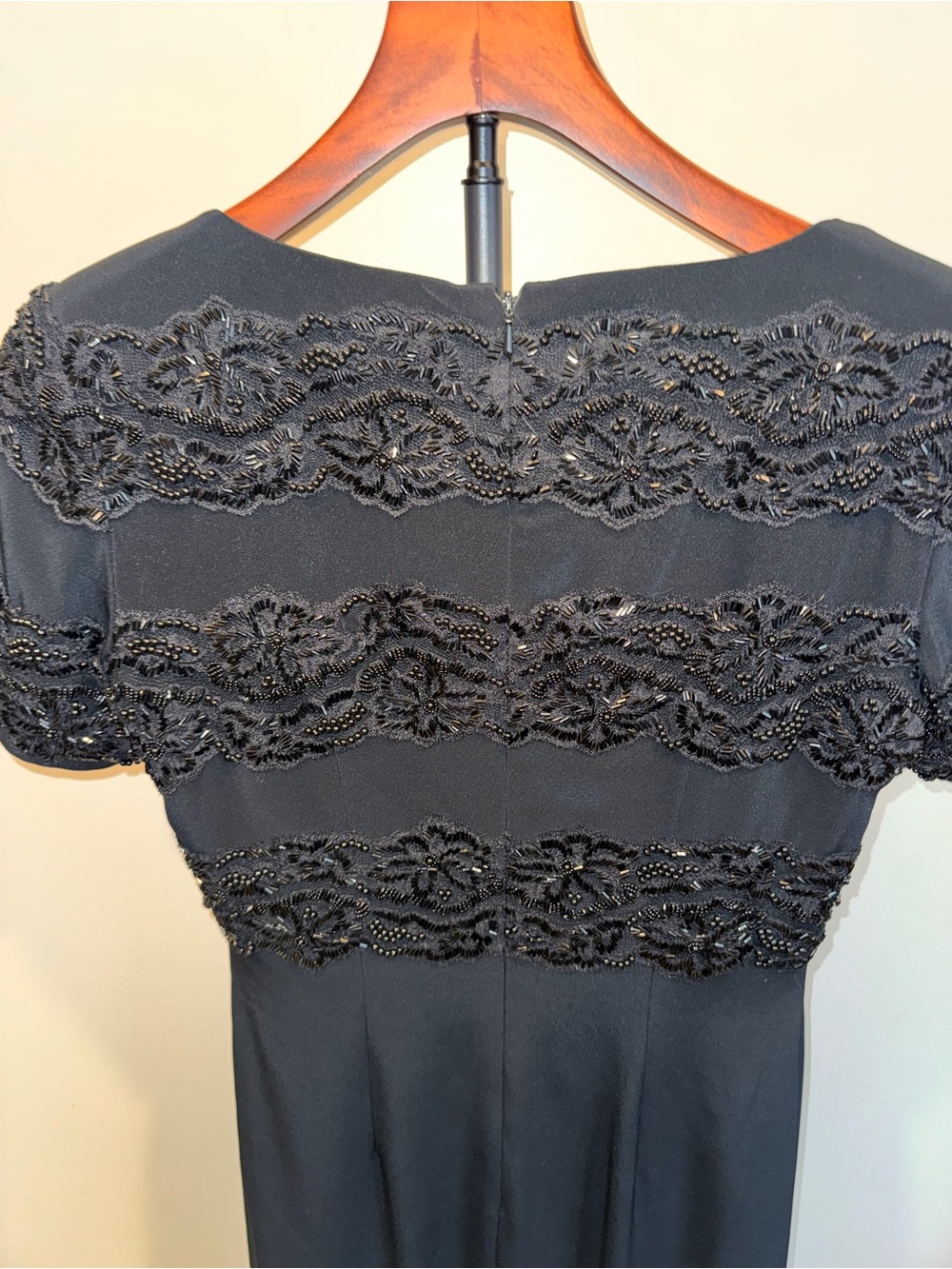 Vintage Black Beaded Maxi Dress Size 4 Formal Evening Gown Old Hollywood